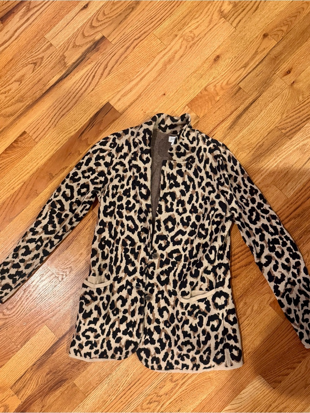 J. Crew Leopard Print Open Front Blazer in Beige and Black